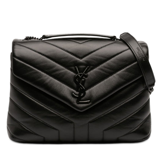 Saint Laurent Small Matelasse Calfskin Monogram Monochrome LouLou Shoulder Bag