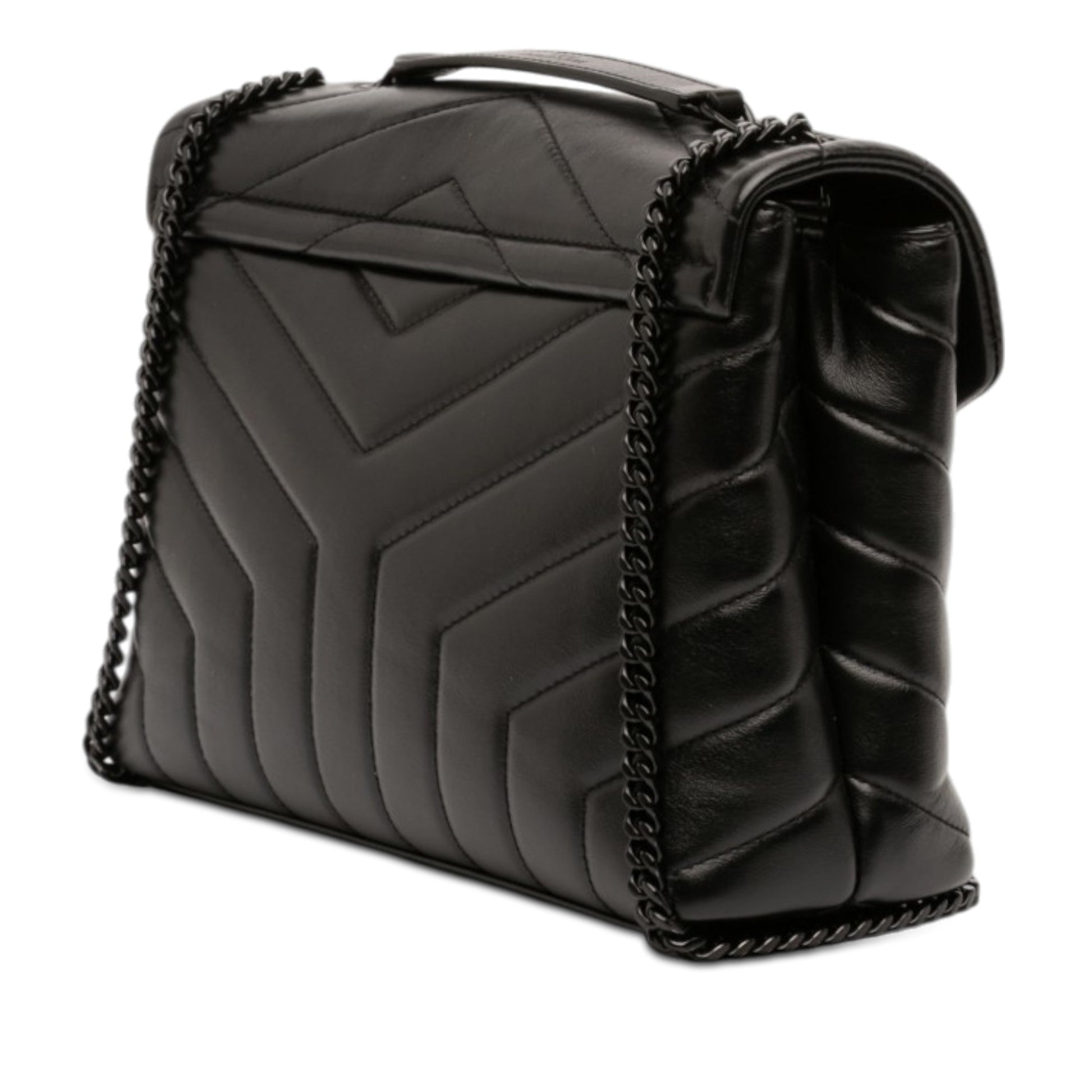 Saint Laurent Small Matelasse Calfskin Monogram Monochrome LouLou Shoulder Bag