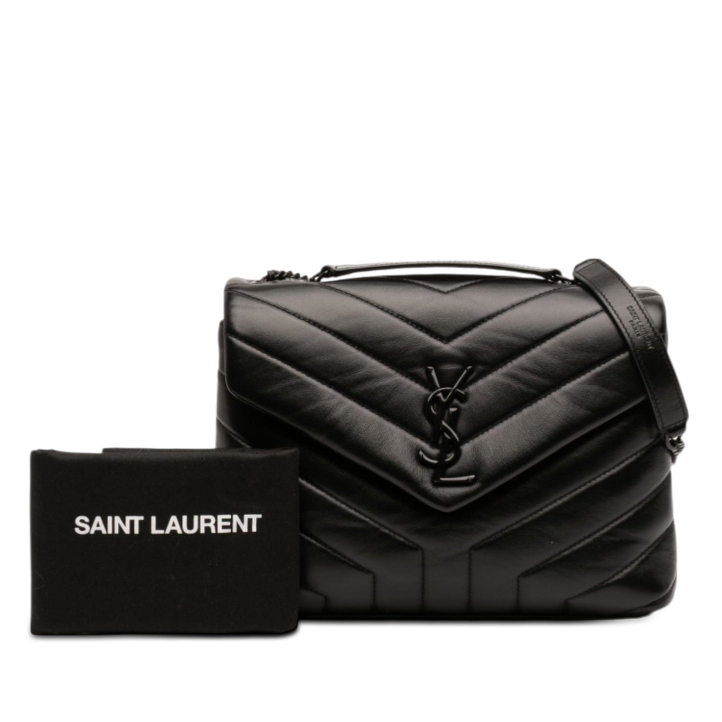 Saint Laurent Small Matelasse Calfskin Monogram Monochrome LouLou Shoulder Bag