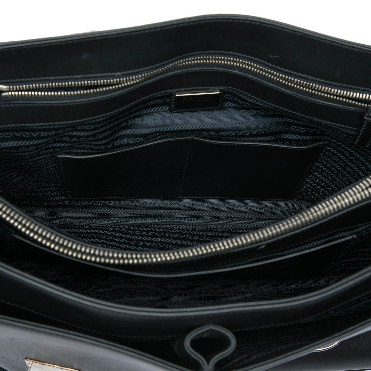 Prada City Calf Double Push Lock Business Bag
