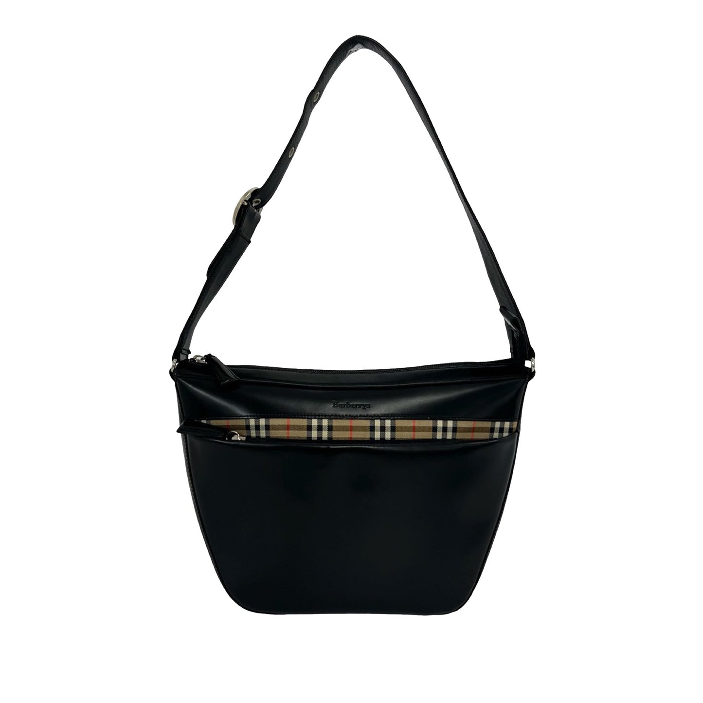 Burberry House Check Trimmed Leather Shoulder Bag