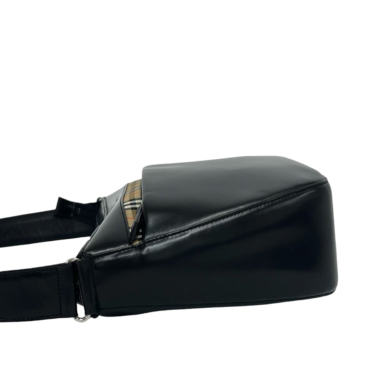 Burberry House Check Trimmed Leather Shoulder Bag
