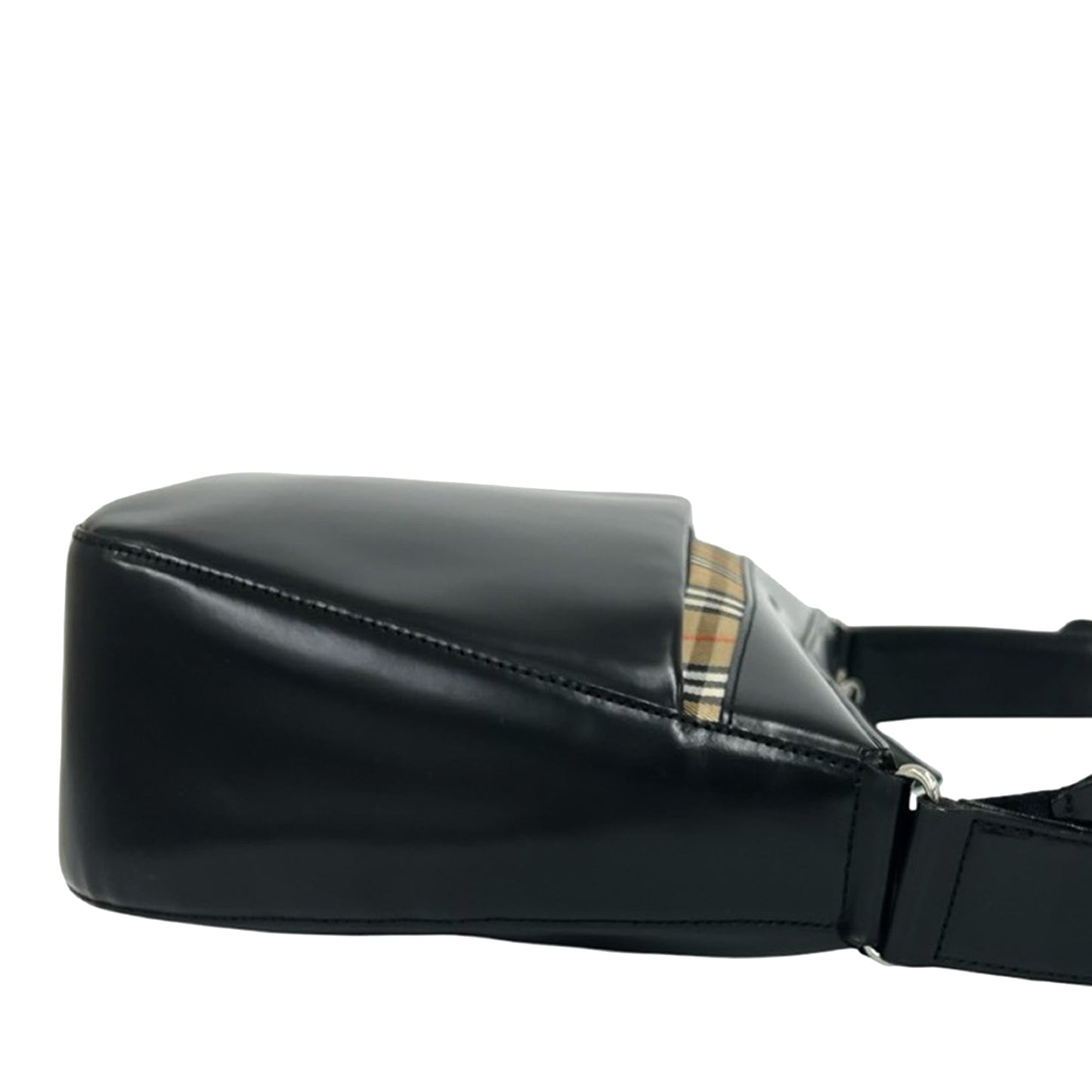 Burberry House Check Trimmed Leather Shoulder Bag