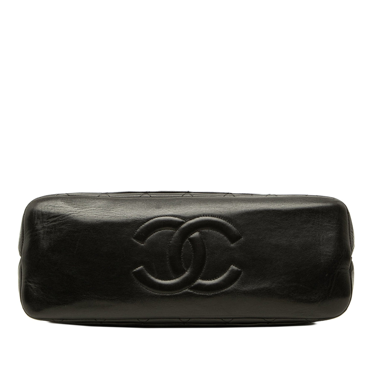 Chanel CC Quilted Lambskin Kiss Lock Frame Shoulder Bag — Black