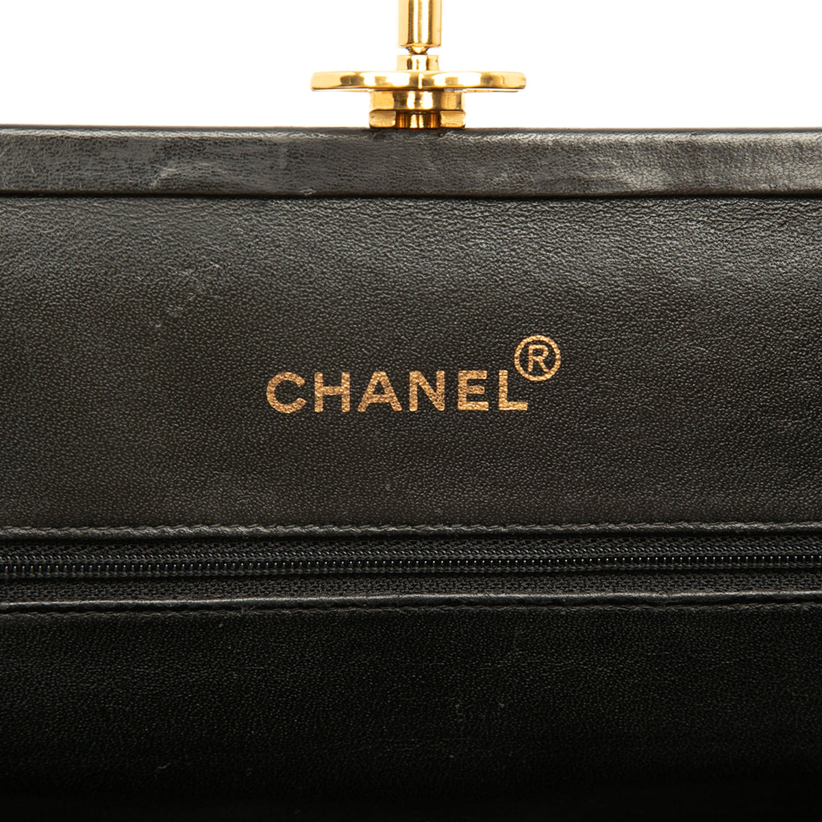 Chanel CC Quilted Lambskin Kiss Lock Frame Shoulder Bag — Black