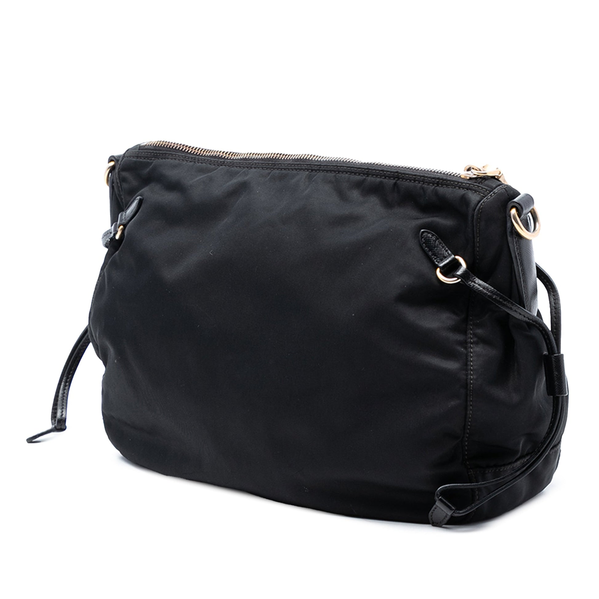 Prada Saffiano Trimmed Tessuto Zip Top Shoulder Bag