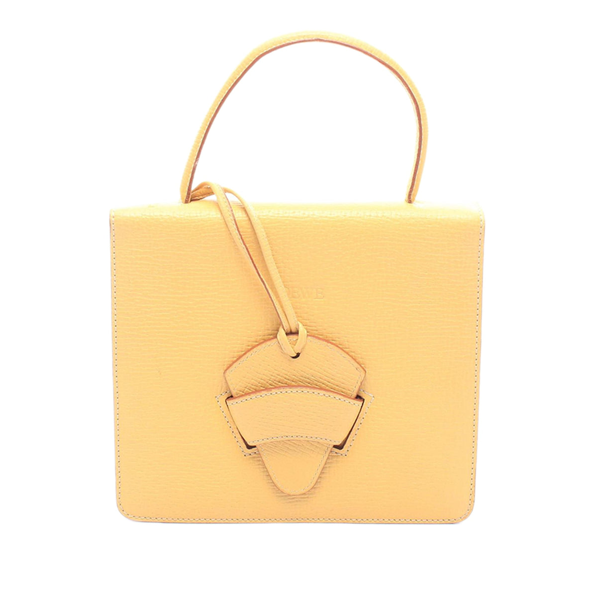 LOEWE Textured Leather Barcelona Top Handle Bag — Yellow