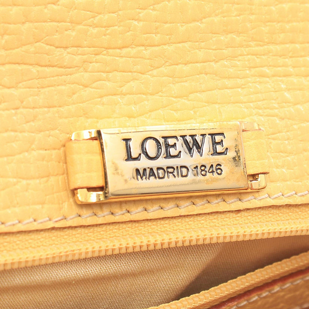 LOEWE Textured Leather Barcelona Top Handle Bag — Yellow