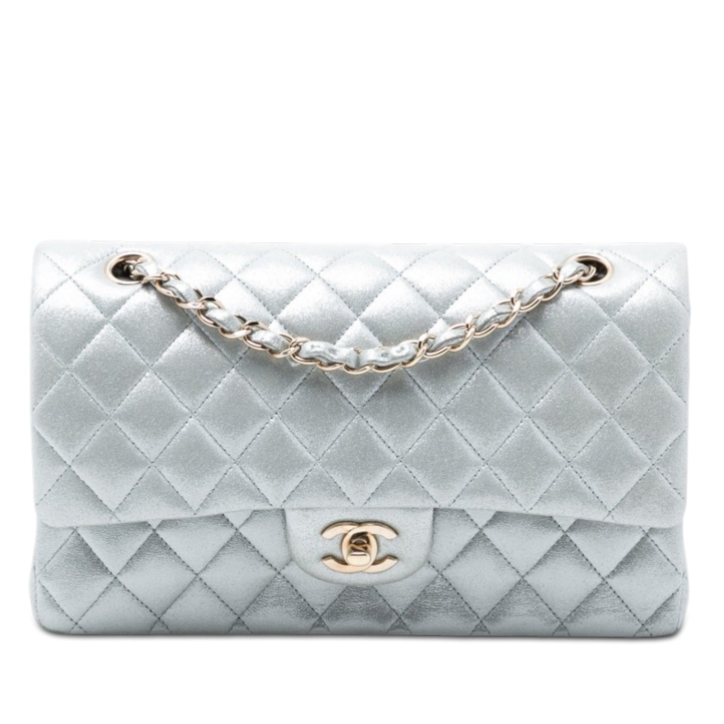 Medium Classic Iridescent Lambskin Double Flap