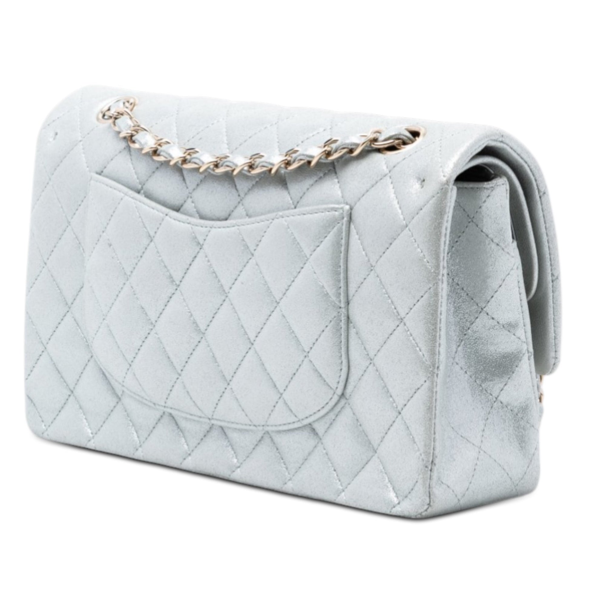 Medium Classic Iridescent Lambskin Double Flap