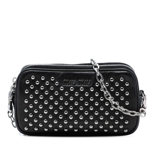 Miu Miu Studded Leather Double Zip Crossbody
