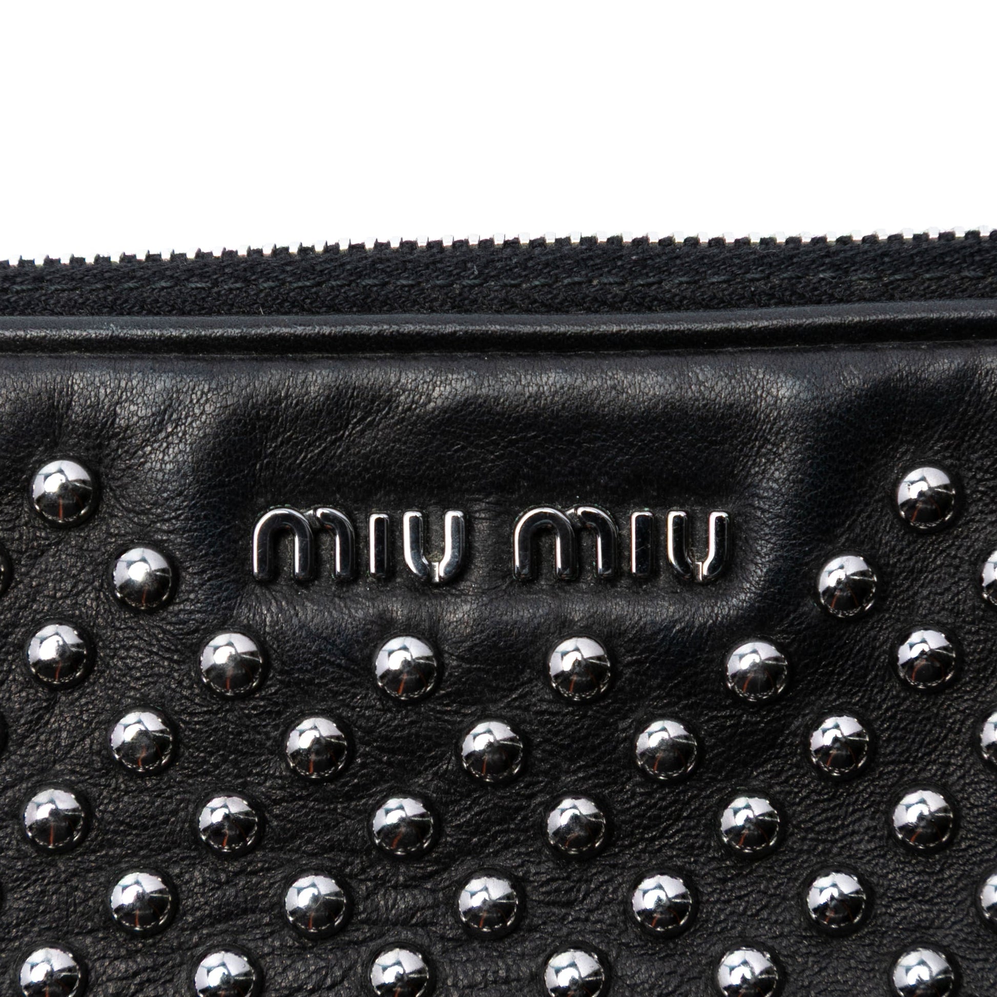 Miu Miu Studded Leather Double Zip Crossbody