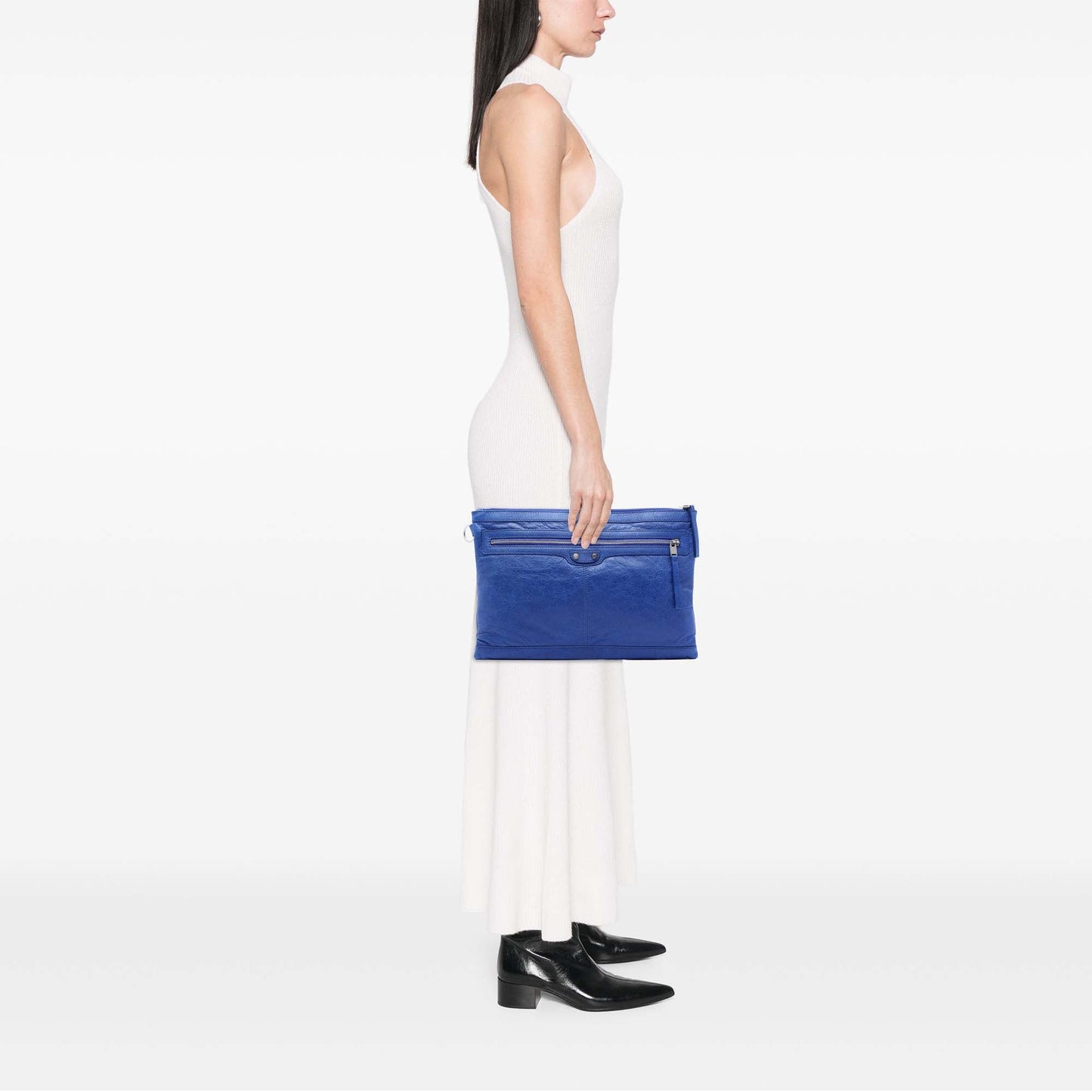 Balenciaga Lambskin Motocross Classic Clip L Clutch