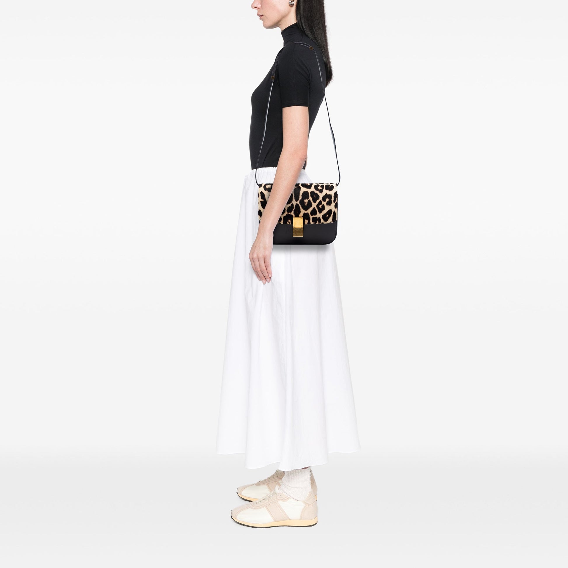 Celine Medium Calfskin and Leopard Print Pony Hair Classic Box