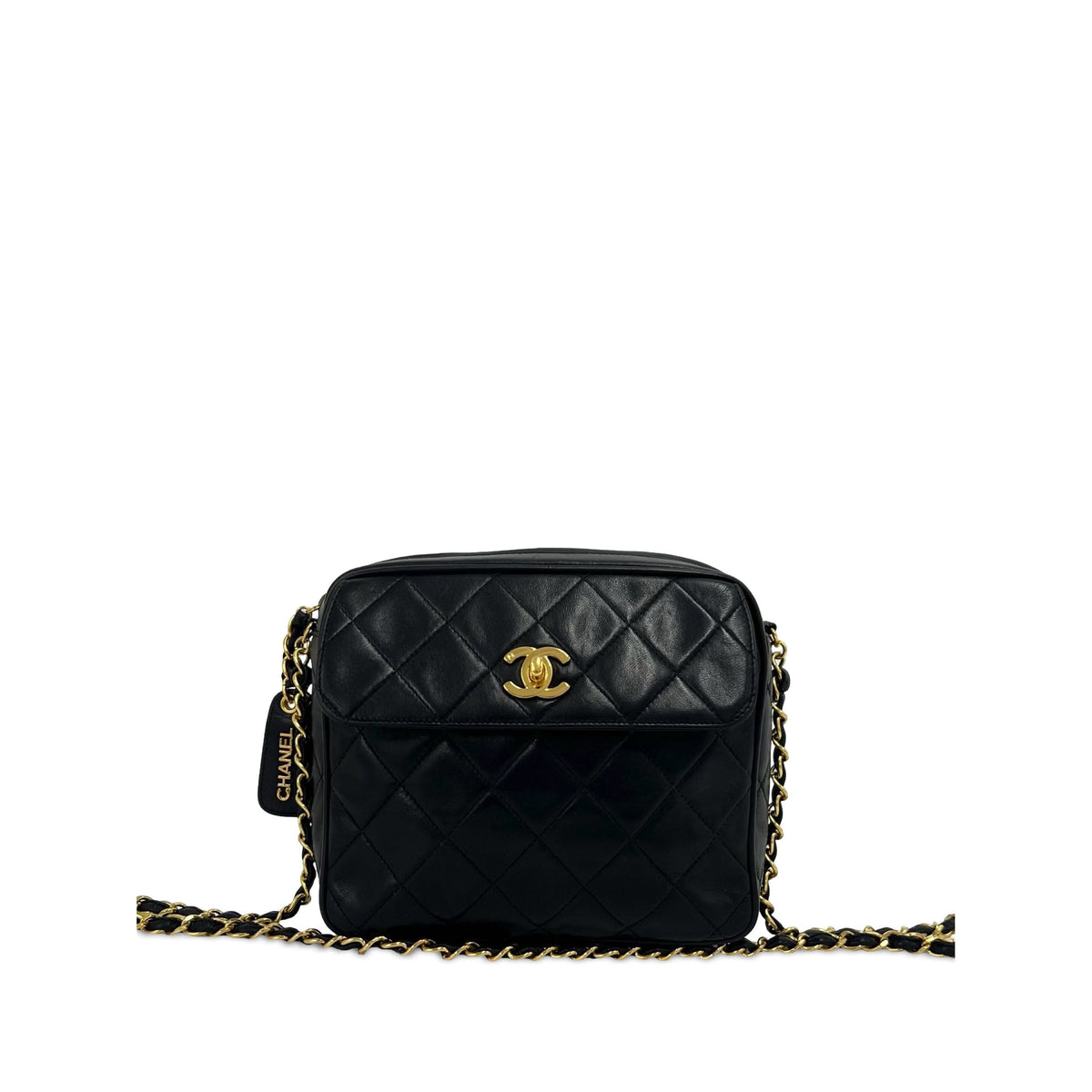 Chanel CC Quilted Lambskin Camera Bag — Black