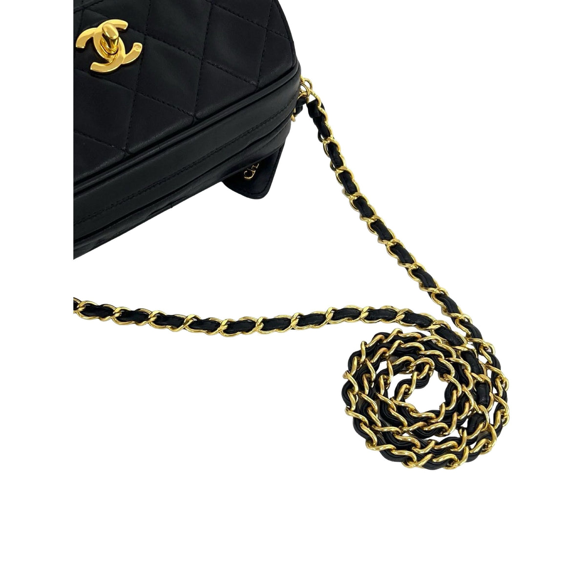 Chanel CC Quilted Lambskin Camera Bag — Black