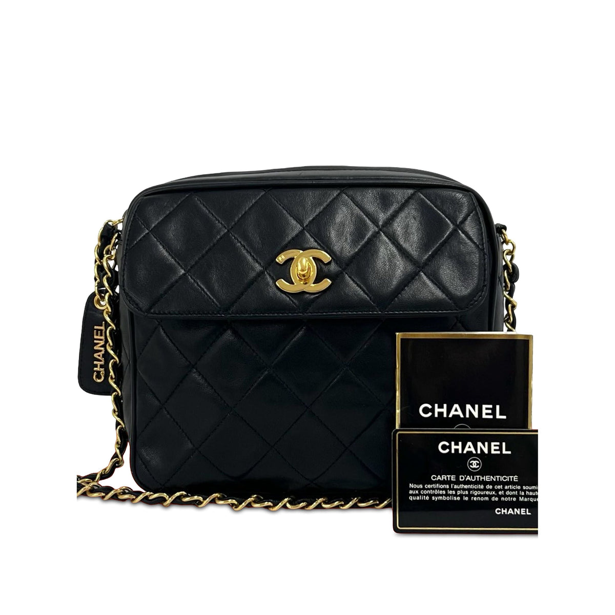 Chanel CC Quilted Lambskin Camera Bag — Black