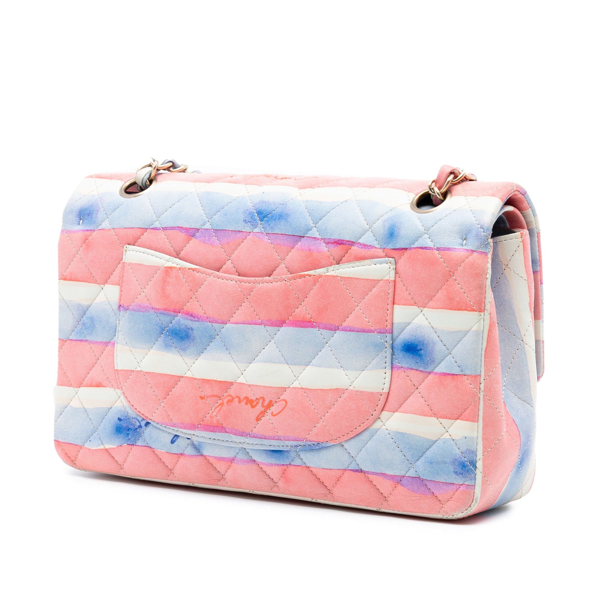 Chanel Medium Classic Printed Lambskin Watercolor Double Flap