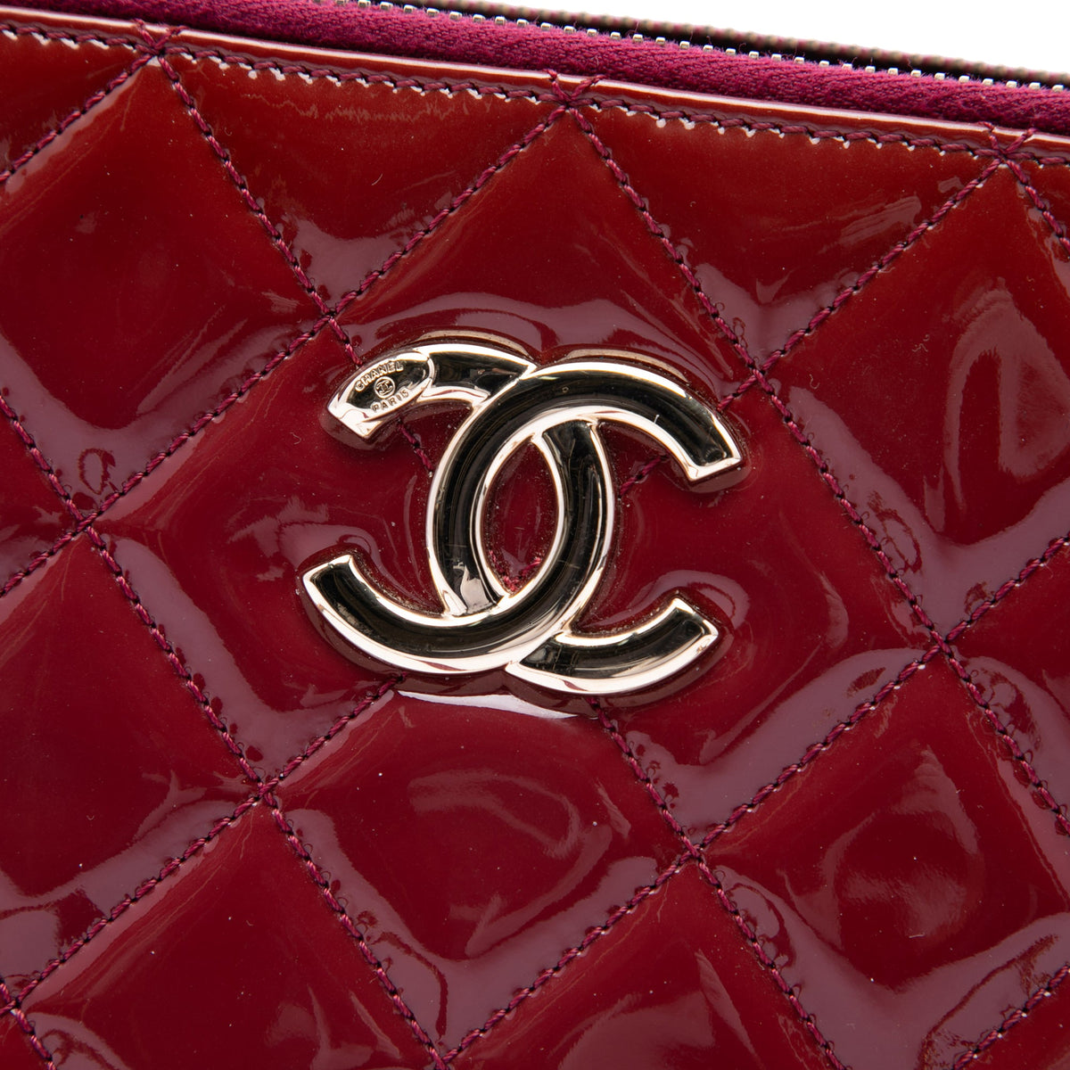 Chanel Quilted Patent CC Crown Double Zip Crossbody