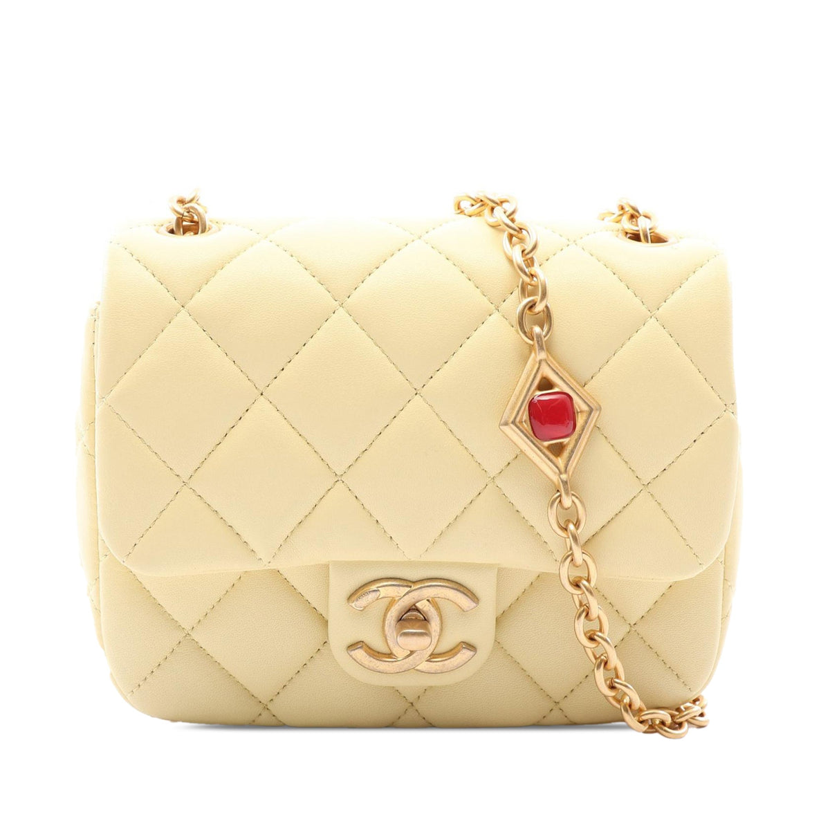 Chanel Mini Square Quilted Lambskin Jewel Single Flap — Yellow
