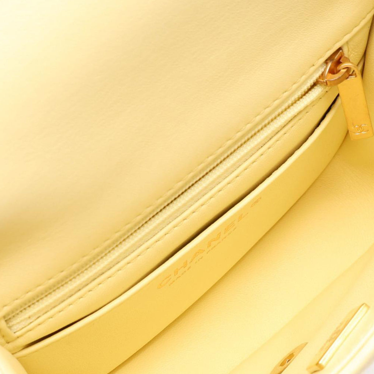 Chanel Mini Square Quilted Lambskin Jewel Single Flap — Yellow