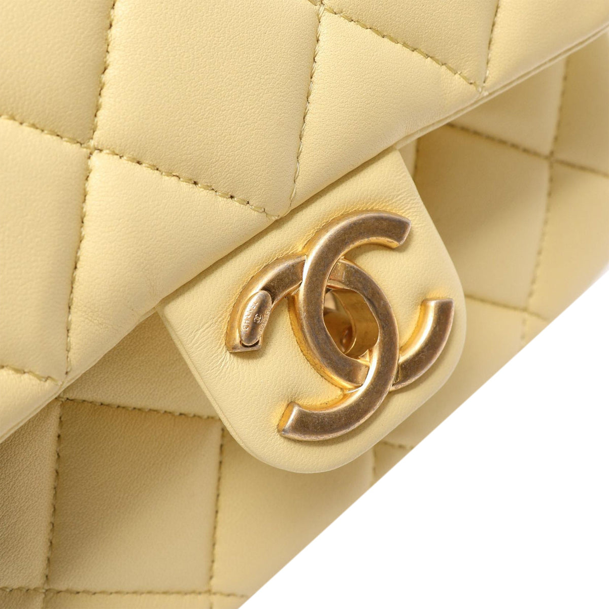 Chanel Mini Square Quilted Lambskin Jewel Single Flap — Yellow