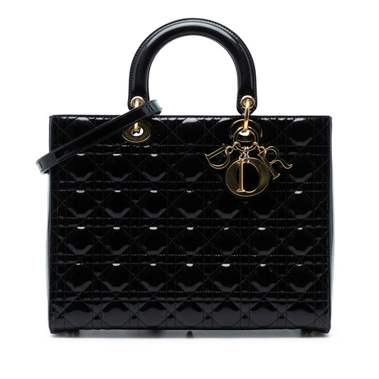Dior Large Patent Cannage Lady Dior