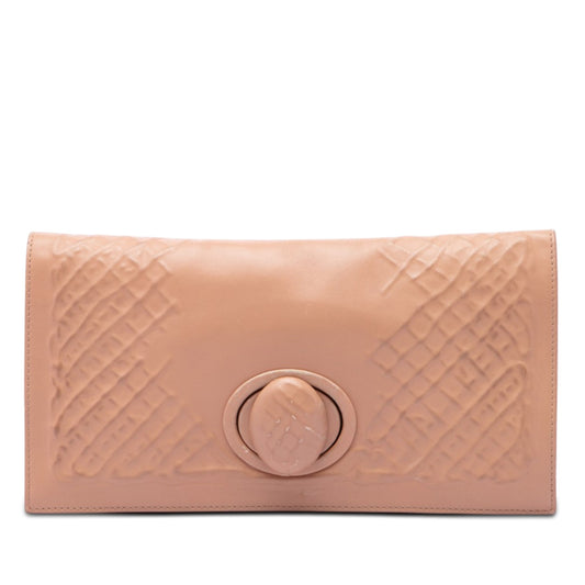 Bottega Veneta Nappa Embossed Intrecciato Turn Lock Clutch
