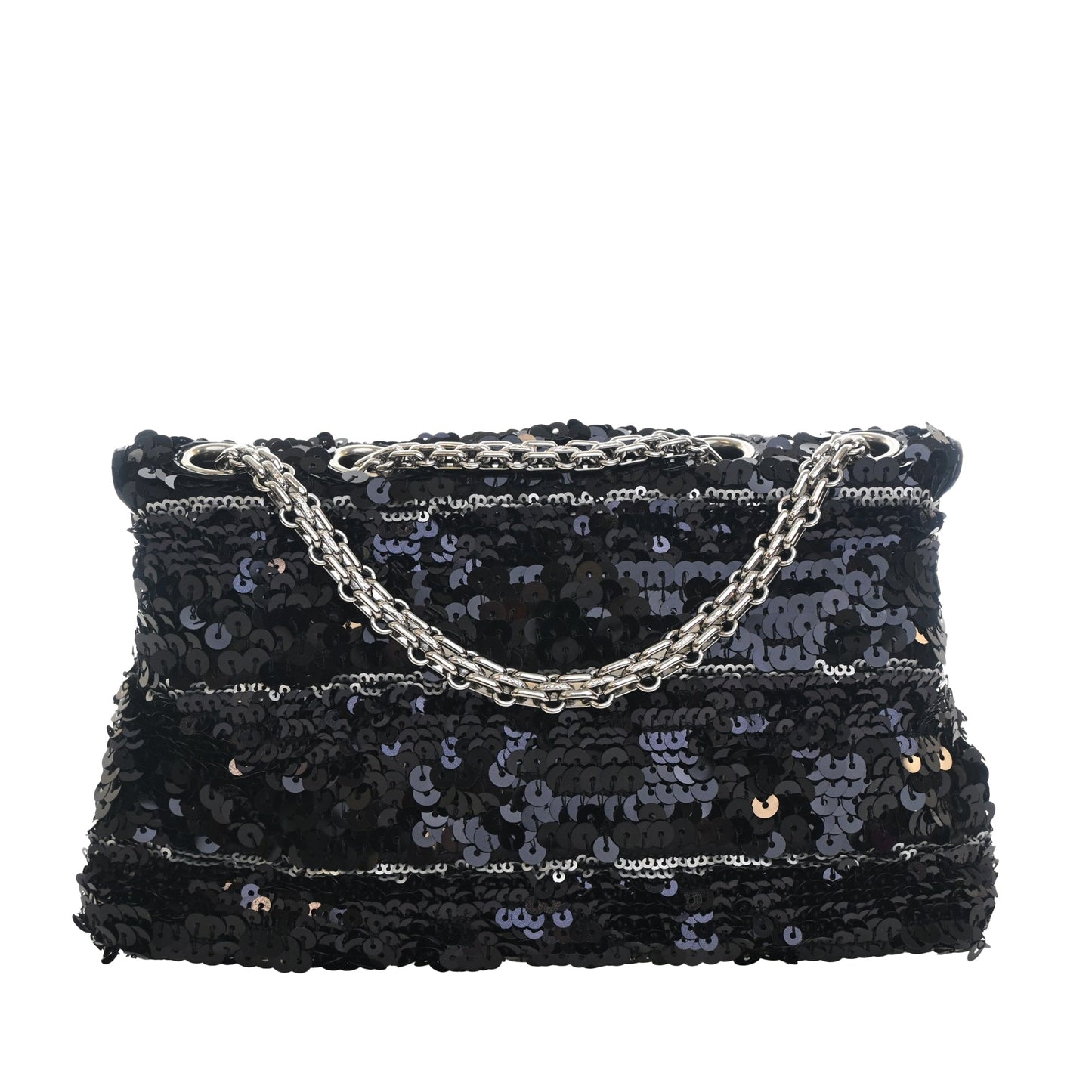 Chanel Patent Trimmed Sequined Satin Reissue 2.55 Single Flap 225