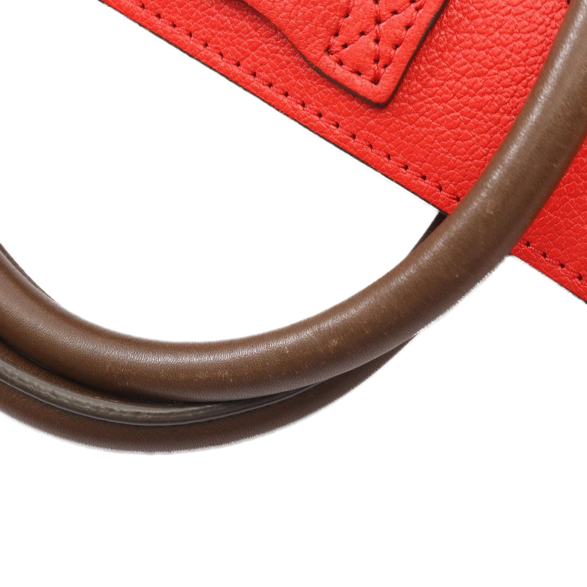 Celine Nano Bicolor Leather Luggage Tote — Red