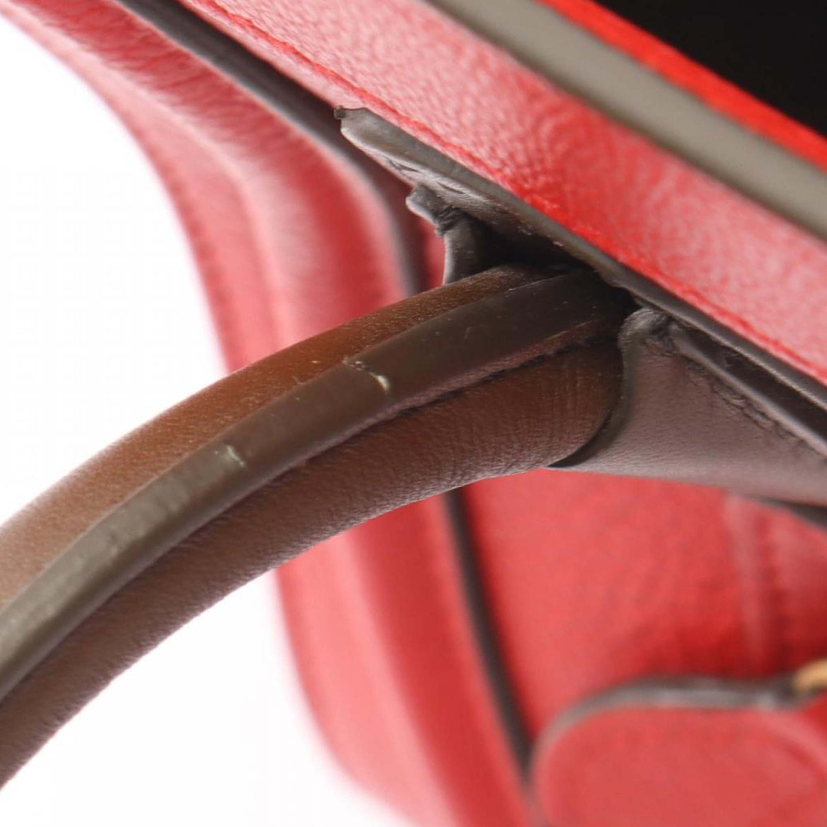 Celine Nano Bicolor Leather Luggage Tote — Red