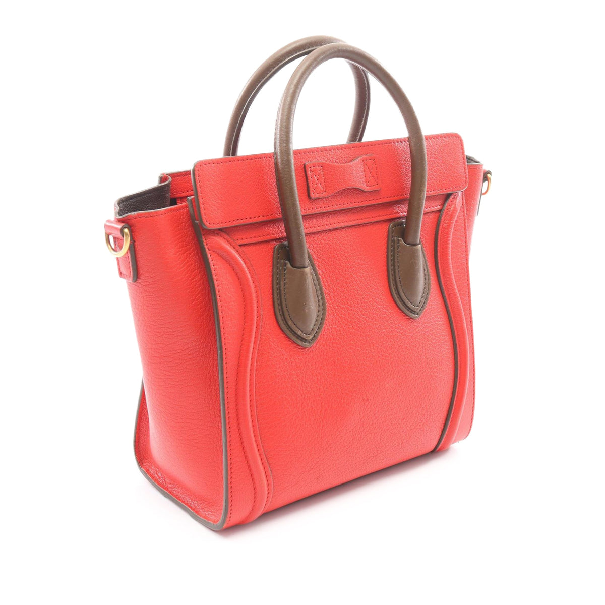 Celine Nano Bicolor Leather Luggage Tote — Red