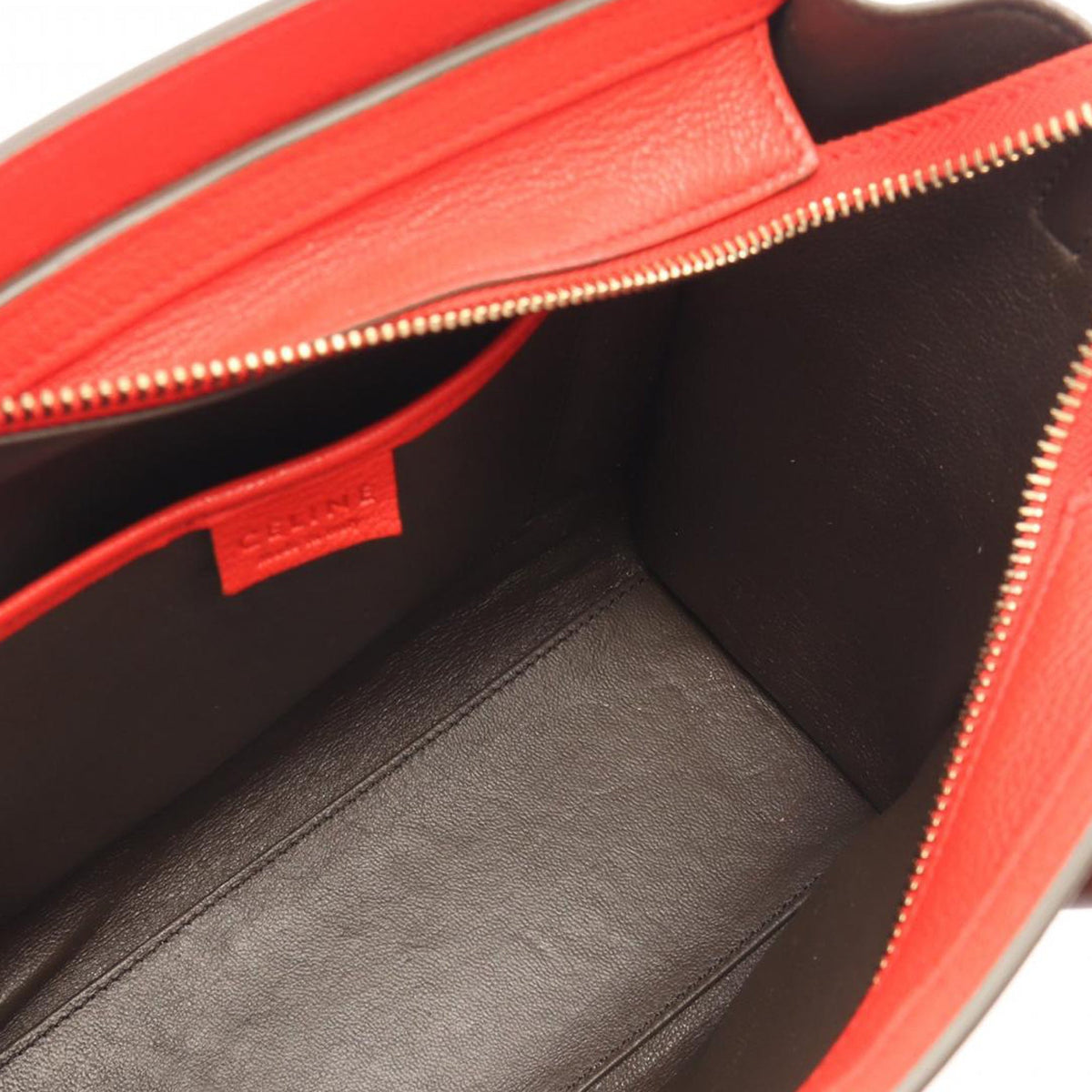 Celine Nano Bicolor Leather Luggage Tote — Red