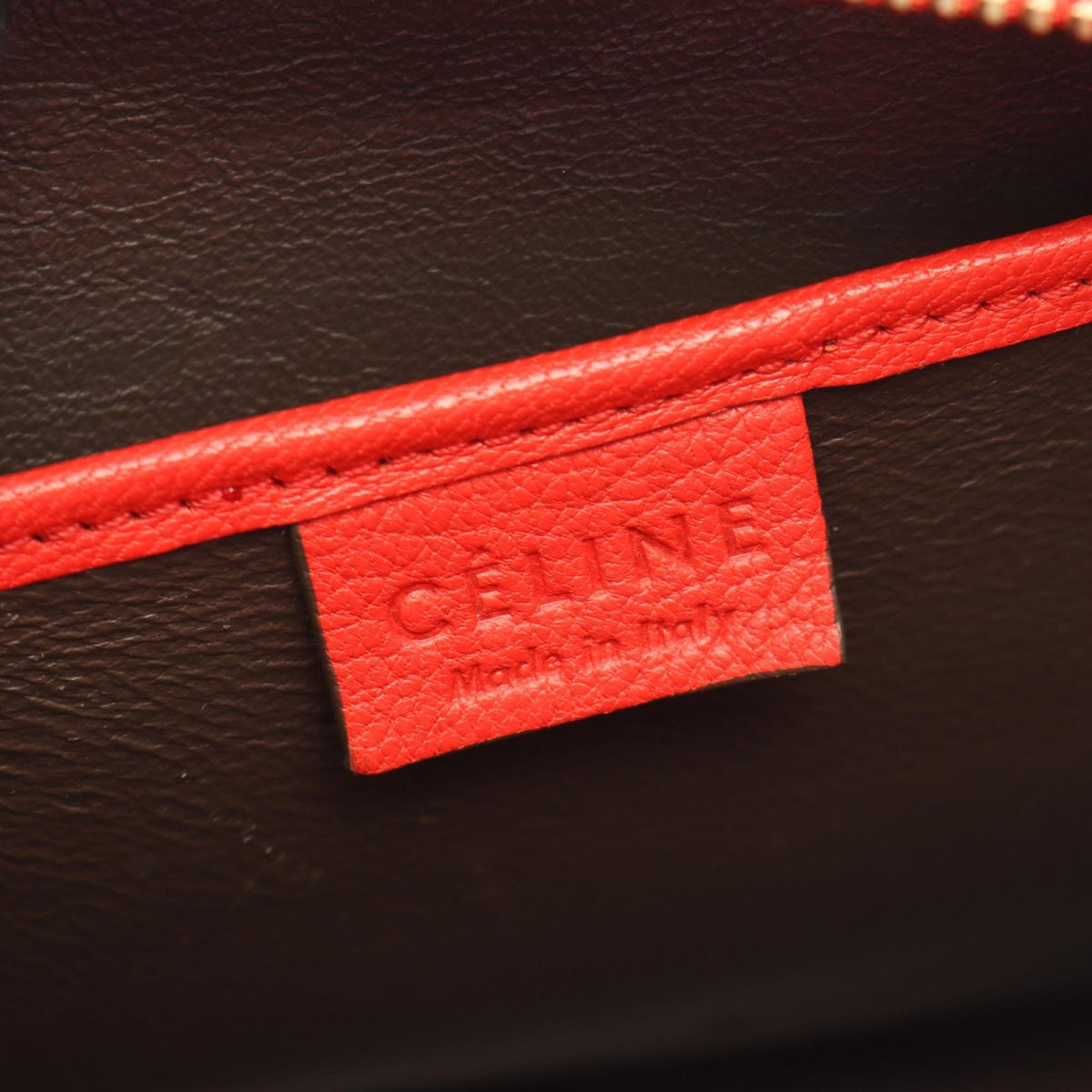 Celine Nano Bicolor Leather Luggage Tote — Red