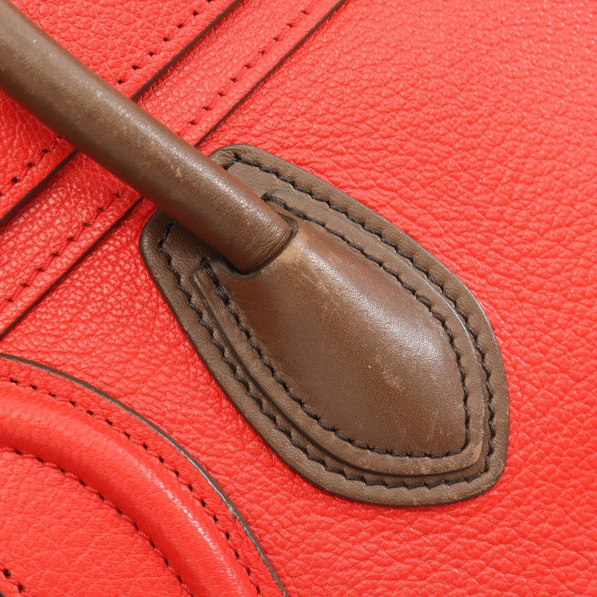 Celine Nano Bicolor Leather Luggage Tote — Red