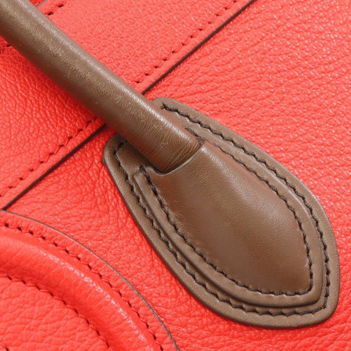 Celine Nano Bicolor Leather Luggage Tote — Red