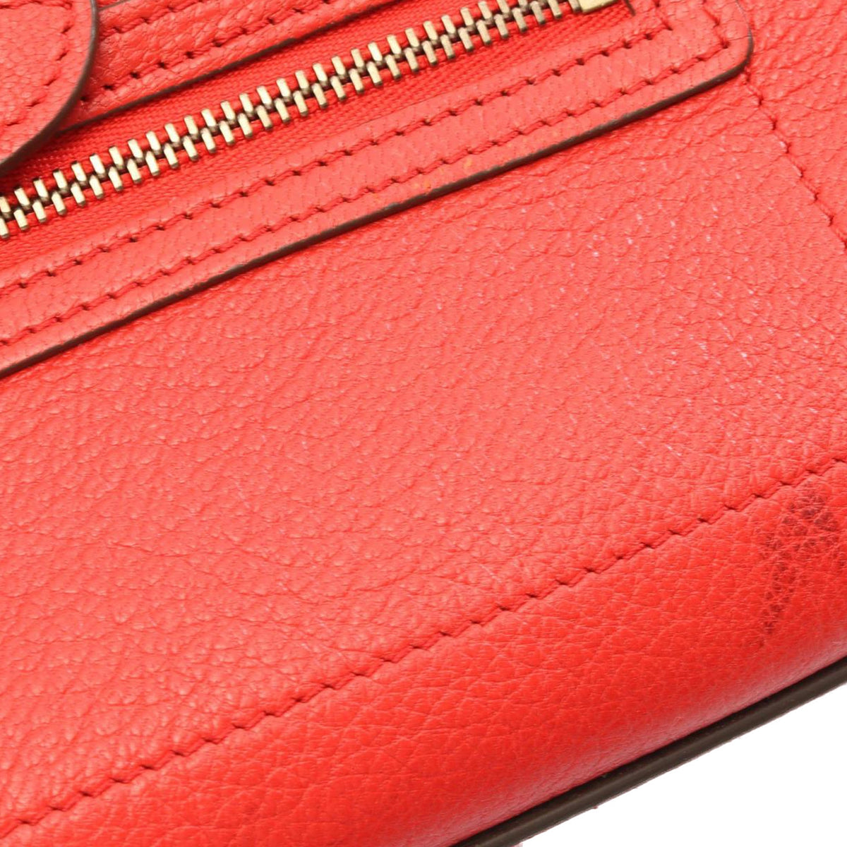 Celine Nano Bicolor Leather Luggage Tote — Red