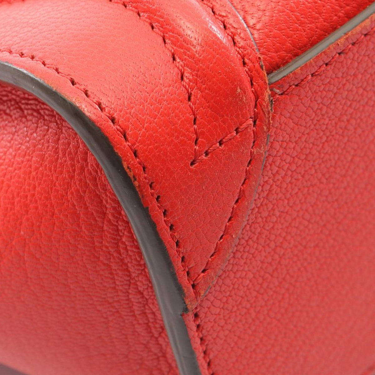 Celine Nano Bicolor Leather Luggage Tote — Red