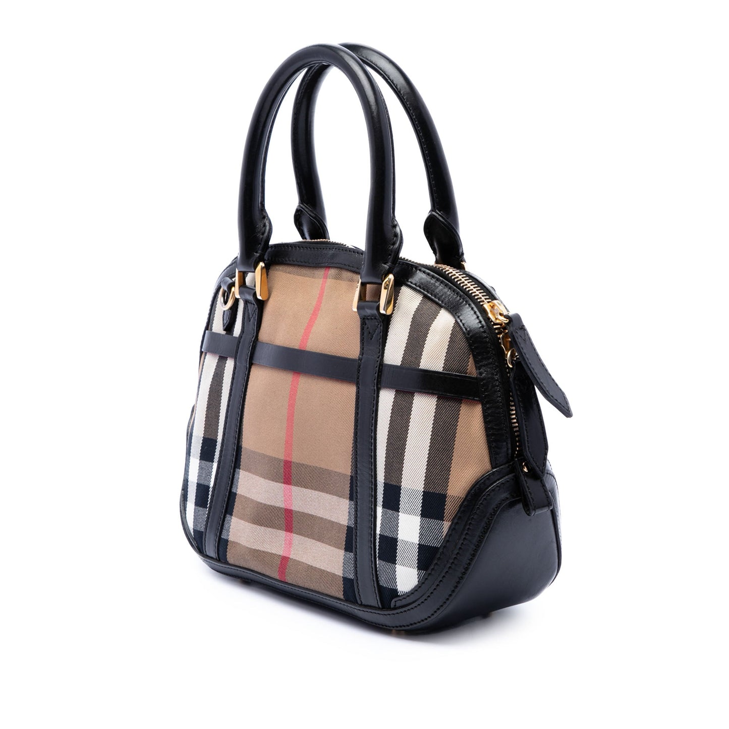 Burberry Small Leather Trimmed House Check Canvas Bridle Orchard Satchel