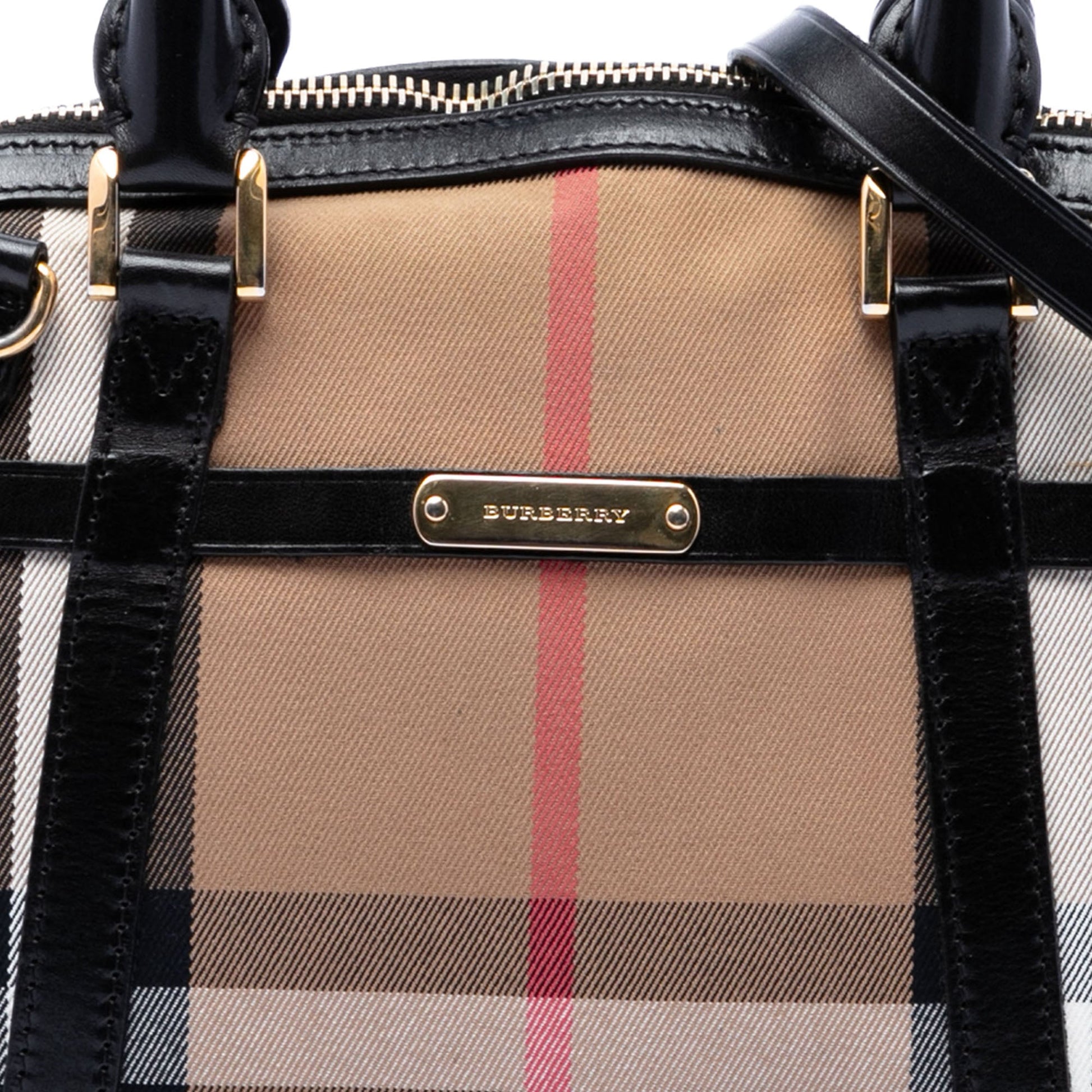 Burberry Small Leather Trimmed House Check Canvas Bridle Orchard Satchel