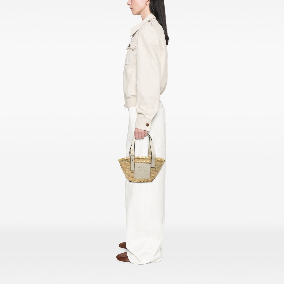 LOEWE Small Raffia Anagram Basket Tote
