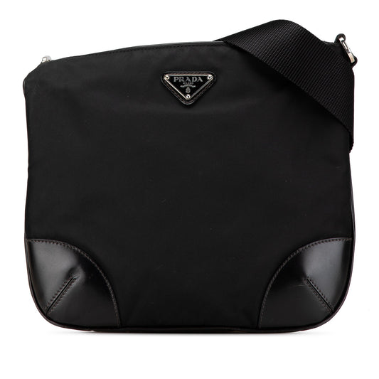 Prada Vitello Trimmed Tessuto Zip Top Crossbody