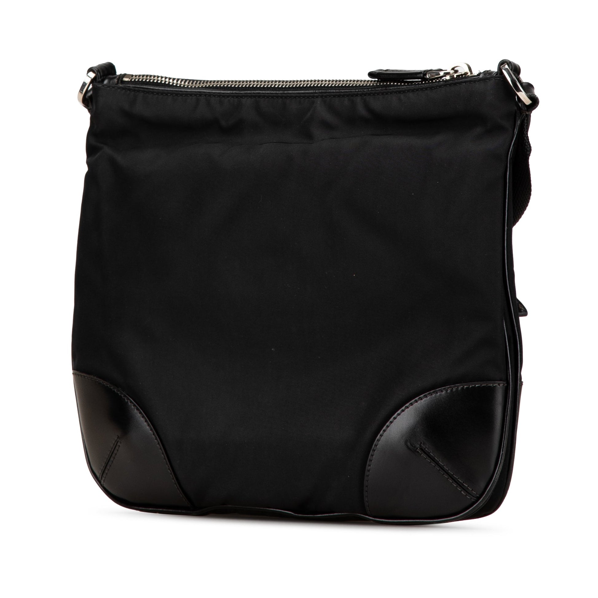Prada Vitello Trimmed Tessuto Zip Top Crossbody