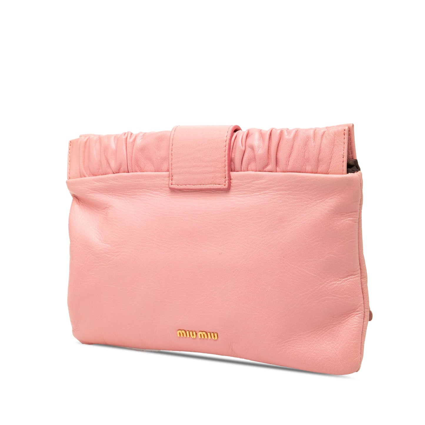 Miu Miu Lambskin Flower Applique Clutch with Strap