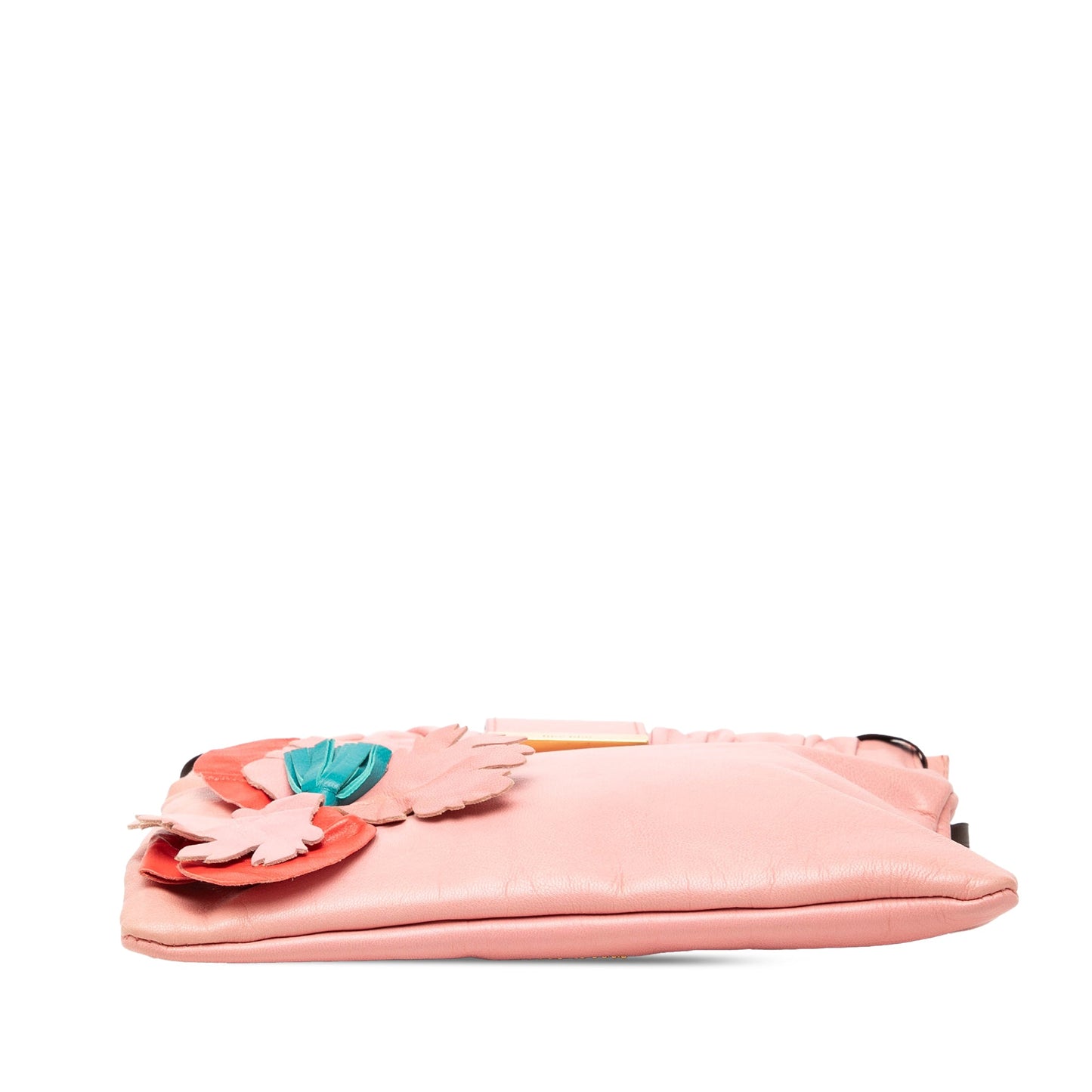 Miu Miu Lambskin Flower Applique Clutch with Strap