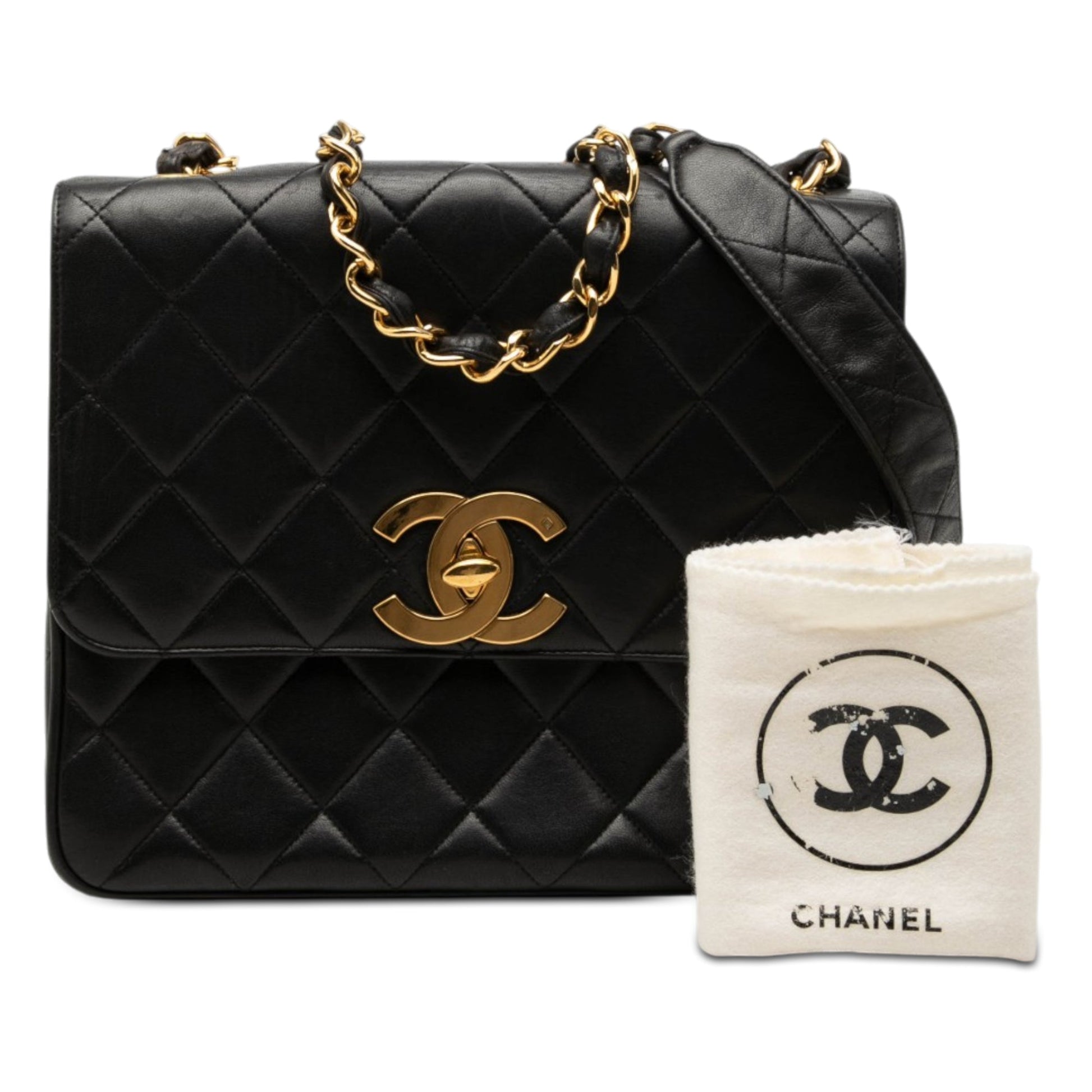 Chanel XL CC Quilted Lambskin Square Single Flap