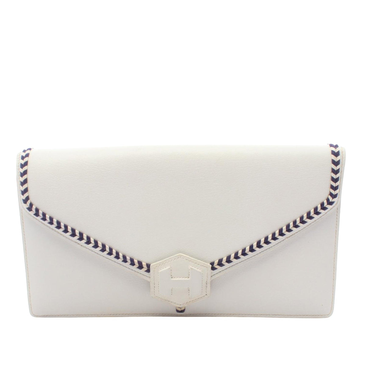 Hermès Leather Envelope Clutch — White