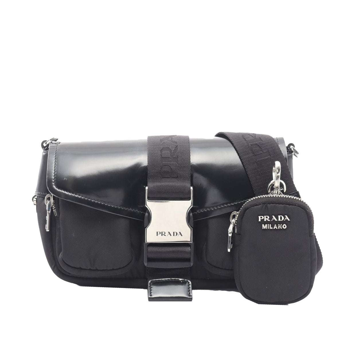 Prada Tessuto Buckle Messenger Bag