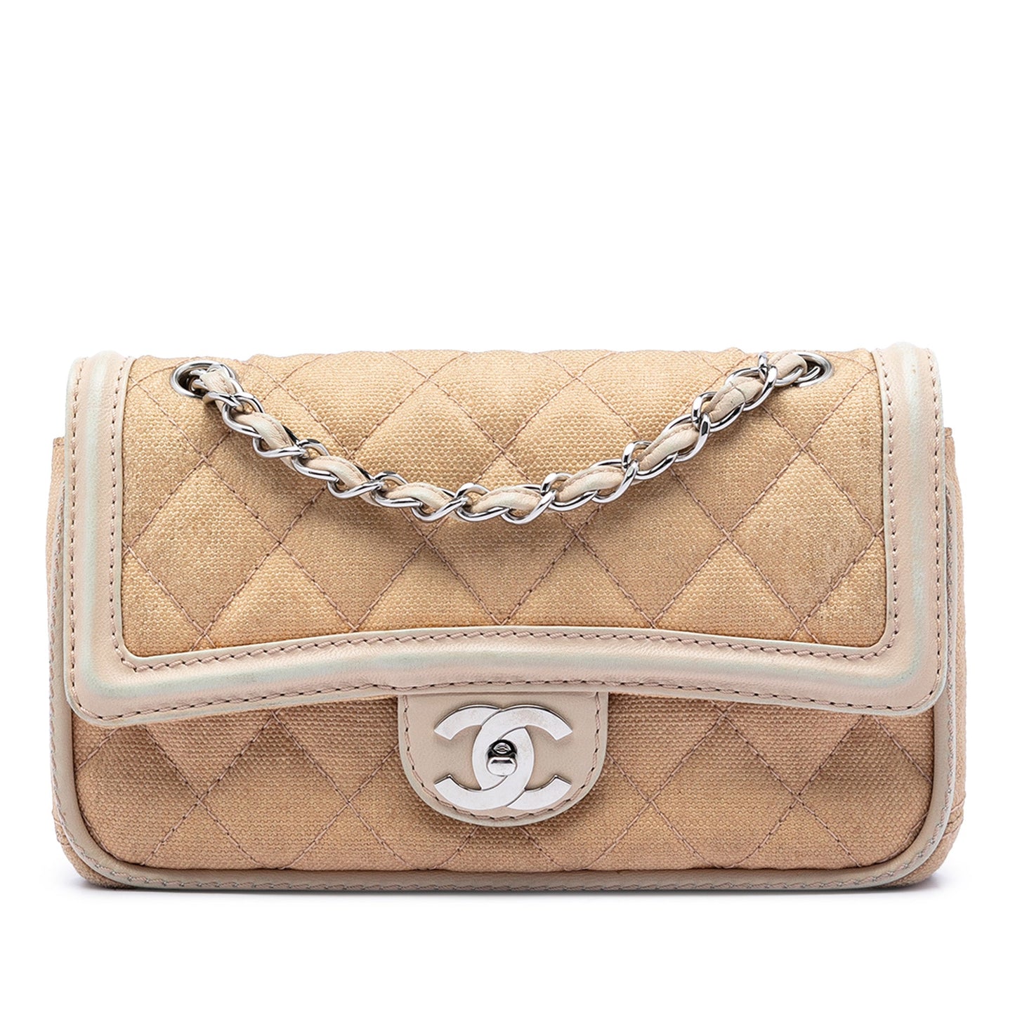 Chanel Medium Classic Canvas Lambskin Trimmed Double Flap