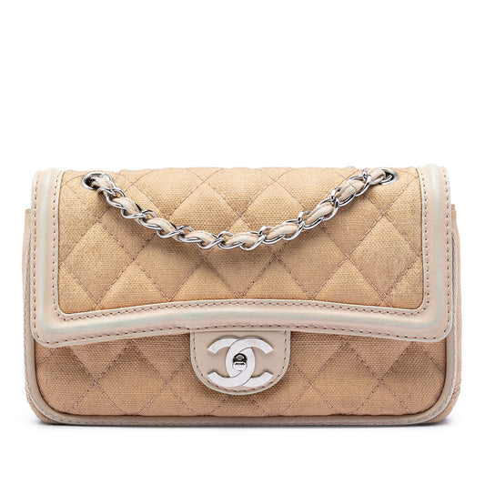 Chanel Medium Classic Canvas Lambskin Trimmed Double Flap